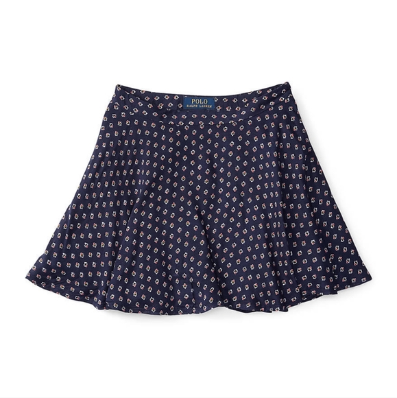 Ralph Lauren Girls blue, geometric print flounce skirt - Picture 4 of 4